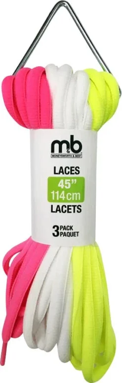 Moneysworth Sport Round Neon Laces 3 Pack - Unisex